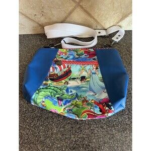 Peter Pan Themed Purse Bag Shoulder Bag Custom Handmade Blue 12x9